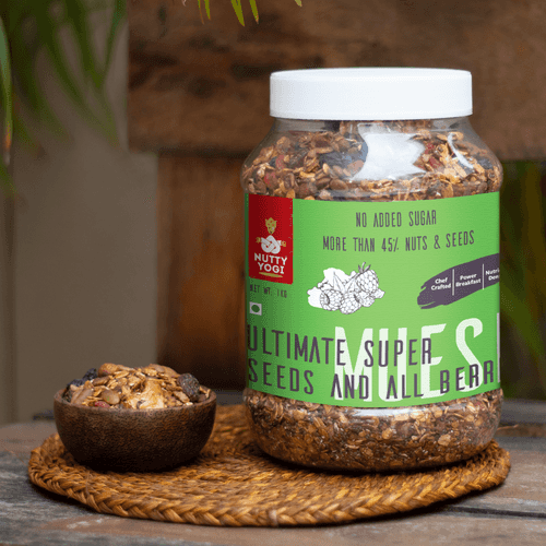 Nutty Yogi Ultmate Super & All Berries Muesli | Contains 45% Nuts & Seeds I No Added Sugar I No Preservative 1kg Jar
