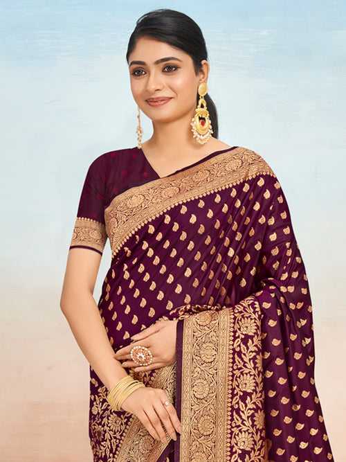 Purple Silk Saree With Blouse Piece