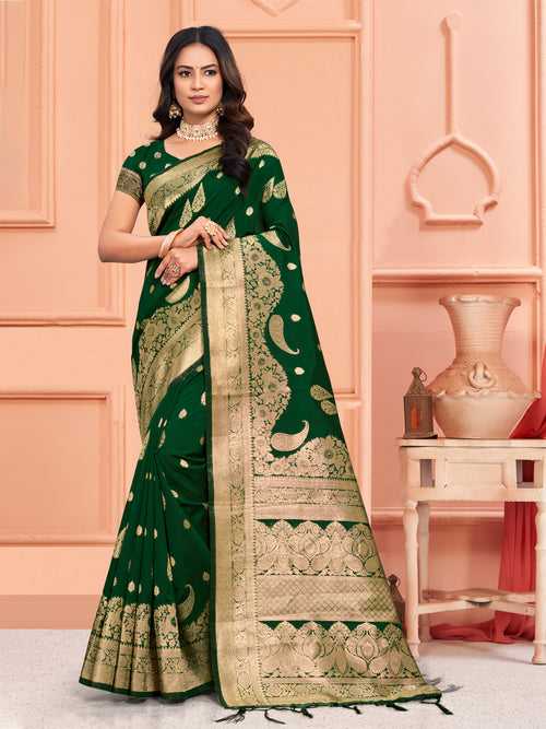 Green Silk Saree With Blouse Piece