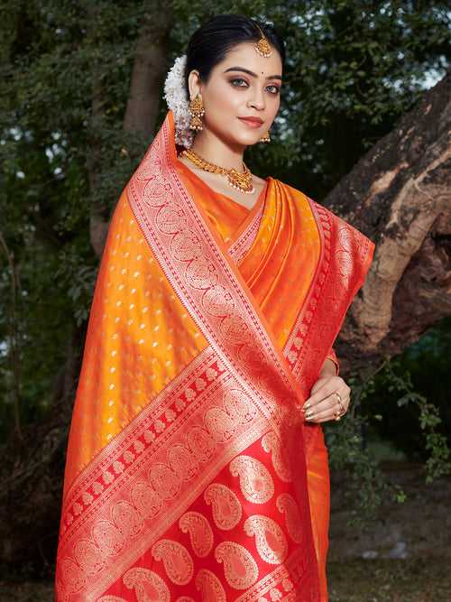 Mustard Banarasi Silk Saree With Blouse Piece