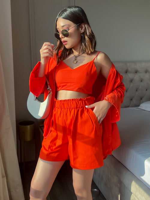 Cotton Two Piece Shorts and Shirt Set