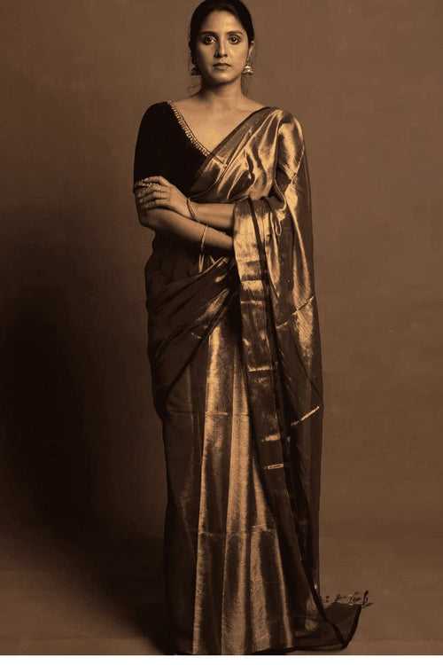 Black Gold Tissue Chanderi Saree