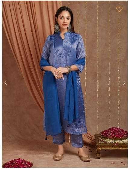 Blue Chanderi Silk Shimmer Kurta Set