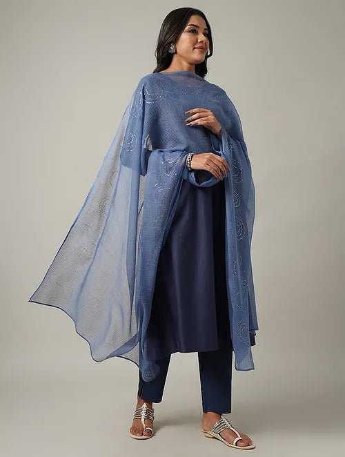 Blue Mukaish Kota Dupatta