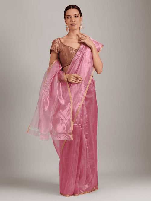 Pink Silk Chanderi Saree