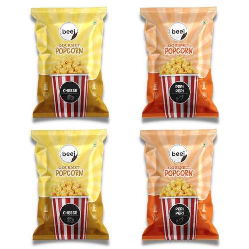 Beej Ready to Eat Gourmet Popcorn 2 Cheese 40gm each & 2 Peri Peri 40gm each (Combo of 4)