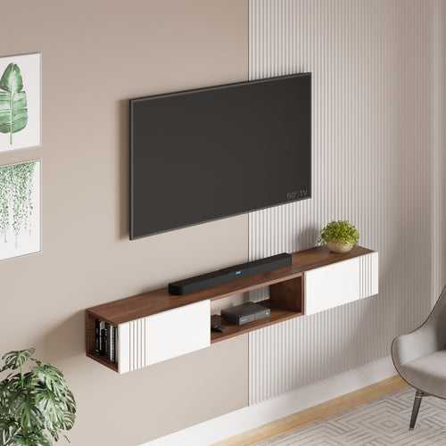 Darien TV Entertainment Unit & Cabinet with Storage Shelves, Upto 55" (Maple Brown & Frosty)