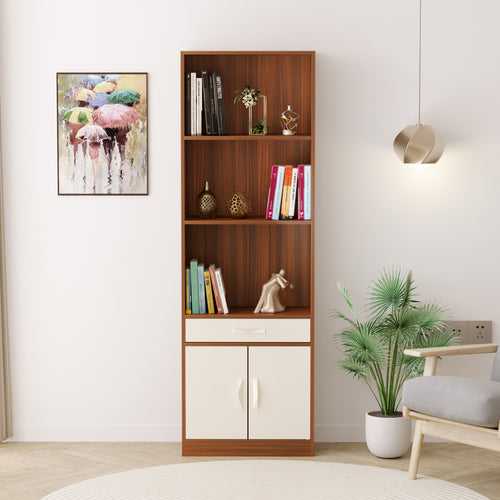 Seonn Bookshelf Cabinet with Storage Shelves & Drawer