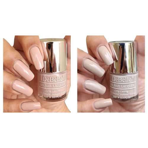 DeBelle Gel Nail Lacquers Combo of 2 (Peony Blossom, Victorian Beige )