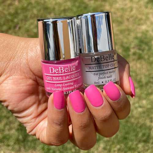 DeBelle Gel Nail Lacquer Strawberry Souffle & Matte Top Coat Combo