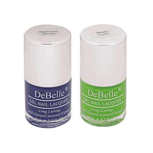 DeBelle Gel Nail Lacquers Combo of 2(Blackberry Mousse, Matcha Cookie )