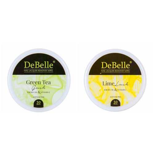 DeBelle Nail Lacquer Remover Wipes - Green Tea Gush & Lime Lush Combo