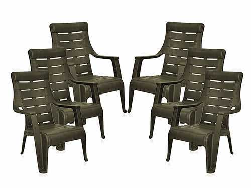 Nilkamal Sunday Garden Chair, Set of 6 (Weather Brown)