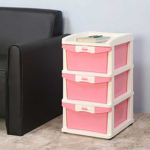 Nilkamal Chester 23 Plastic Free Standing Chest of Drawers (Pink)