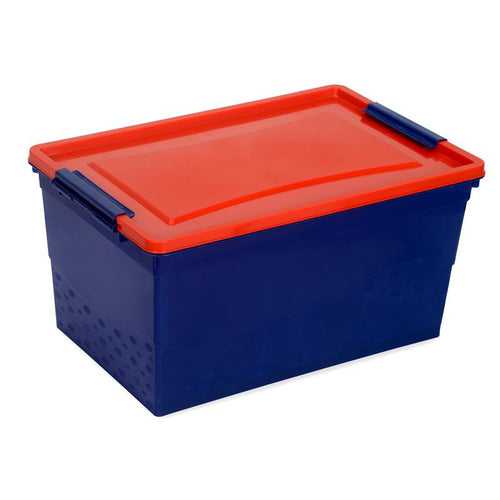 Nilkamal Stackable Storage Box 50 Ltr with Wheels (Blue & Red)