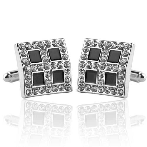 Geometric Checks Crystal Embellished Cufflinks