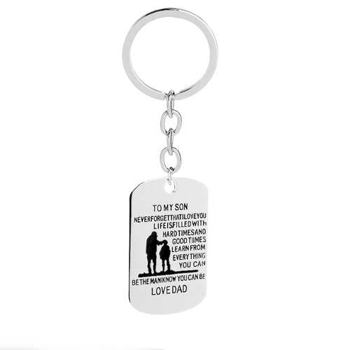 Inspirational Words to MY SON Quote Engraved Keychain