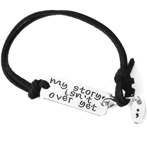 MY STORY ISNT OVER YET Motivational Quote Leather Bracelet