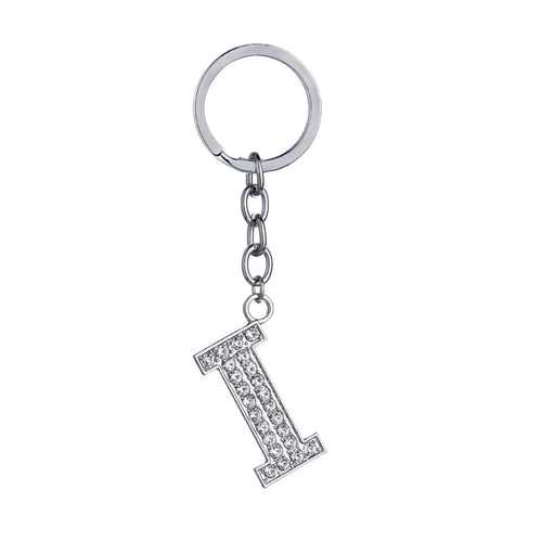 Letter I Crystal Charm Keychain