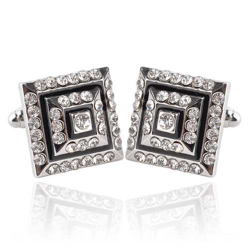 Square Grid Crystal Embellished Cufflinks