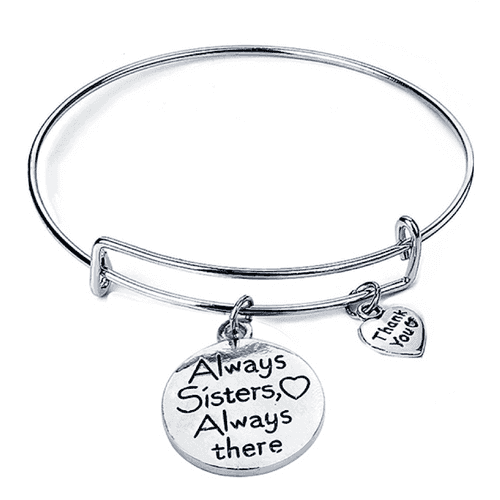 ALWAYS SISTERS ALWAYS THERE Engraved Charms Bracelet