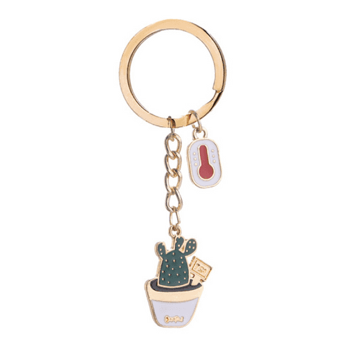 Colorful Enamel Succulent Plants Shaped Keychain