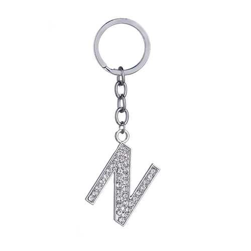 Letter N Crystal Charm Keychain