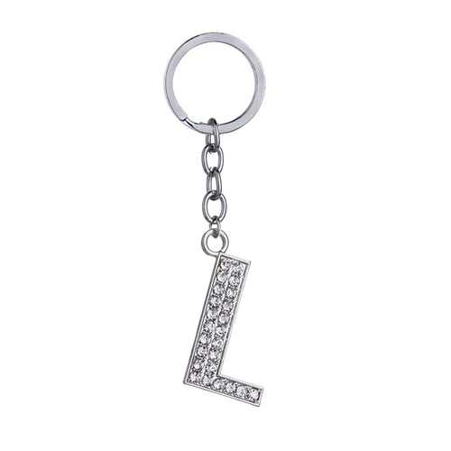 Letter L Crystal Charm Keychain