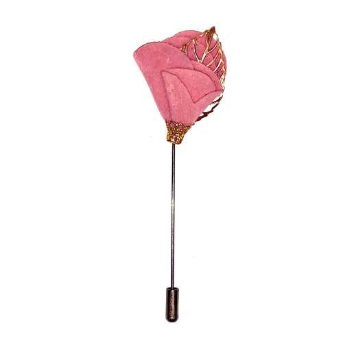 Pink Metal Leaf Vintage Lapel Pin