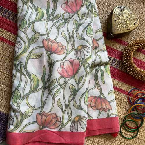 Nirmala botanical art on mul cotton