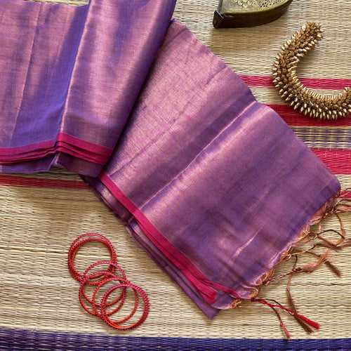 Purple rain Plain cotton by tissue saree