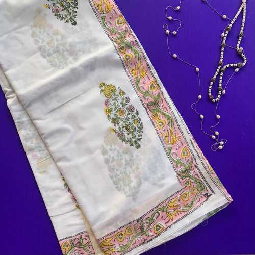 Mishika - Sanganeri block printed mul cotton saree