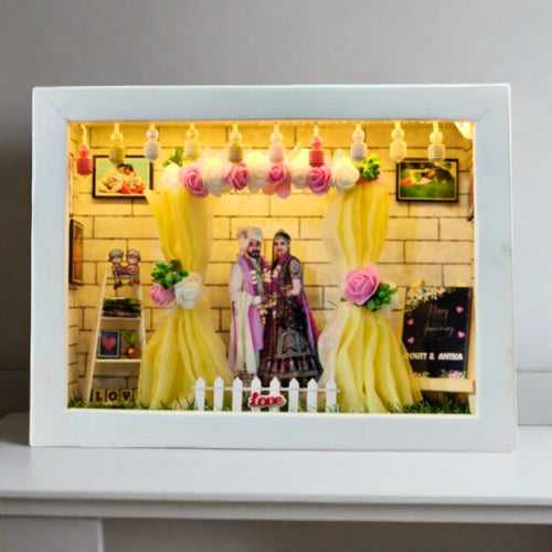 Personalised 3D Miniature Box Photo Frame with LED Lights as Anniversary Gifts (Customizable)