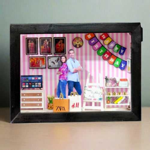 Personalised 3D Miniature Box Photo Frame with LED Lights as Birthday Gifts (Customizable)