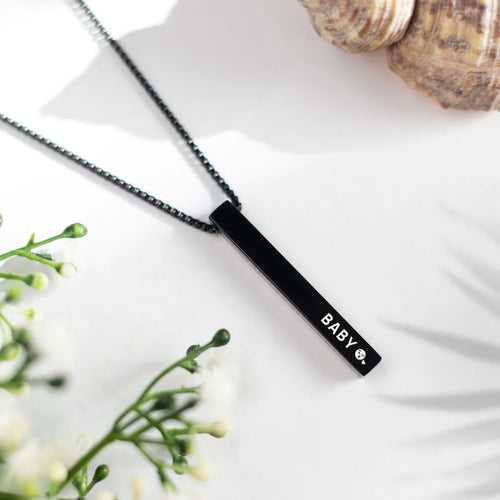 Name in Pendant - Engraved 3D Bar Necklace with 200 Days Warranty