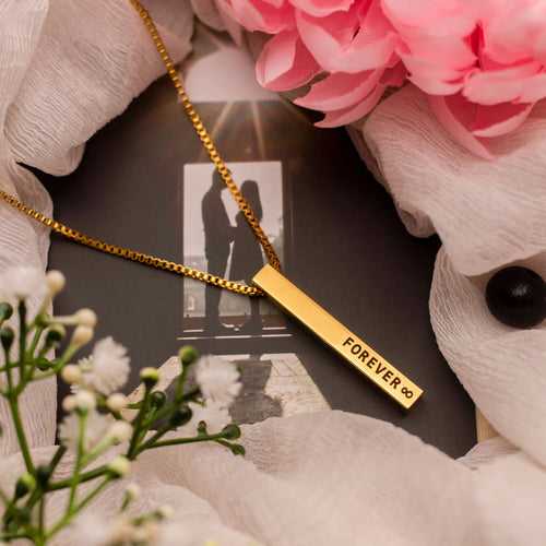 22KT Gold Plated Memory Bar Necklace - Personalized Jewelry Name Necklace - Gold