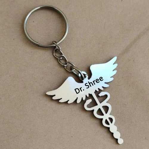 Best Gift For Doctors – Personalized Caduceus Keychain – Personalized Gifts For Doctors