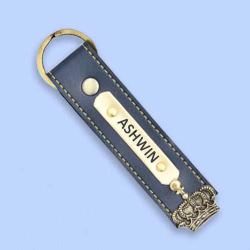 Personalised Leather Keychain (Blue)