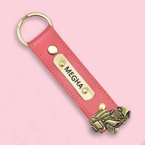 Personalised Leather Keychain (Pink)