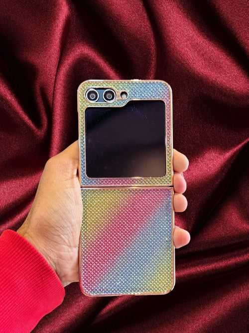 Rainbow Glitter 3D Diamond Pattern Luxury Cover