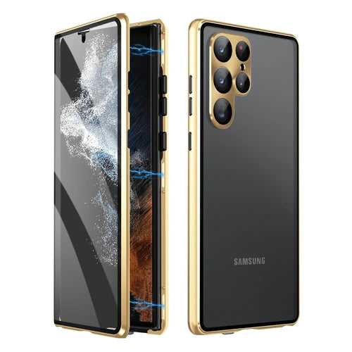 Metallic Gold Plated 360 Degrees Protection Transparent Glass Cover (with Both sides Glass)