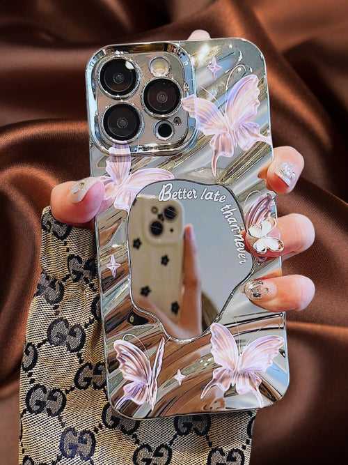 Elegant Shining Butterflies Mirror Case