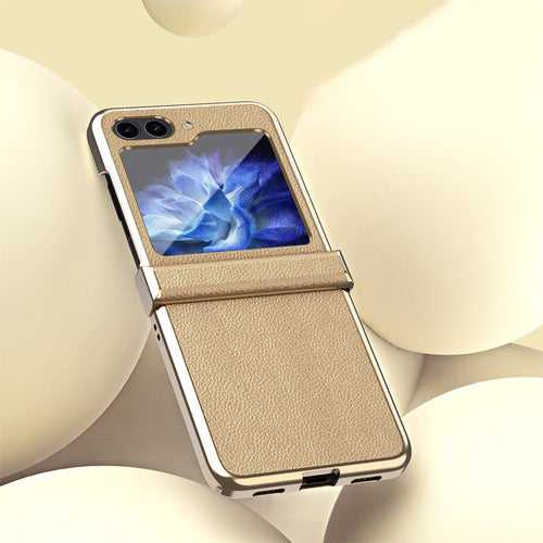 Champagne Gold Leather Premium Slim Cover (with Hinge protection)