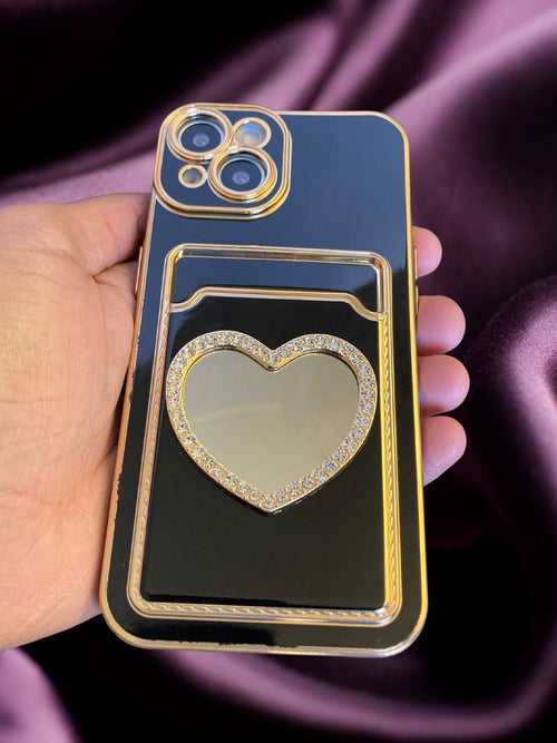 Bling Diamonds Heart Card Holder Cover