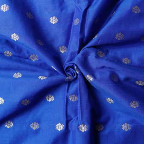 Pure Chanderi Silk Fabric - Royal Blue