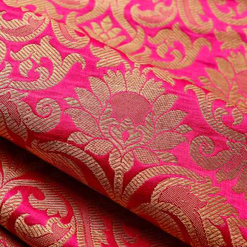 Satin Brocade Silk Fabric - Raani Pink