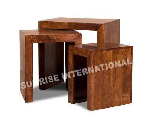 Contemporary Wooden Nesting table / stool ( nest  of 3 )