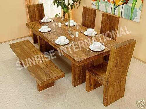 Cube Style Wooden Wood Dining table with 4 Chairs & 1 Bench set !