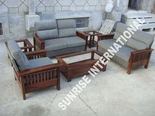 Modern Contemporary Wooden 2+2+1 Seater Sofa set with 1 center table !