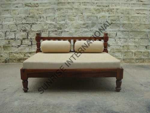 Solid wood daybed diwan divan with mattress and bolsters